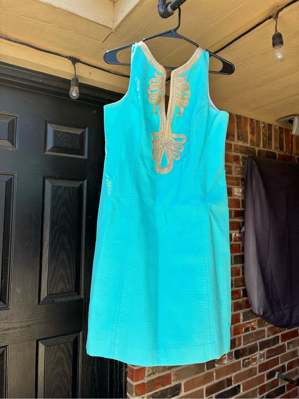 Lilly Pulitzer Turquoise Shift Dress with Gold Trim